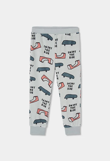 Grey printed skate boy\'s fleece pyjama