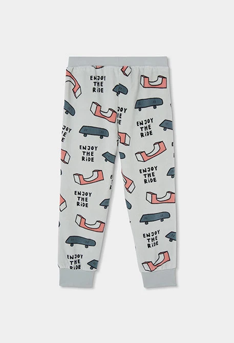 Pyjama molleton garçon gris imprimé skate