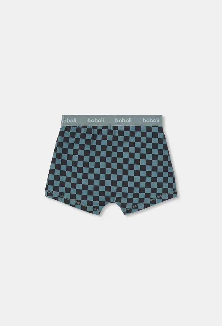 Pack 3 boxers garçon vert imprimé carreaux
