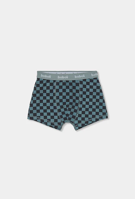 Pack 3 boys\' checked print green boxers