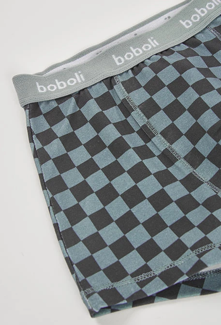 Pack 3 boys\' checked print green boxers