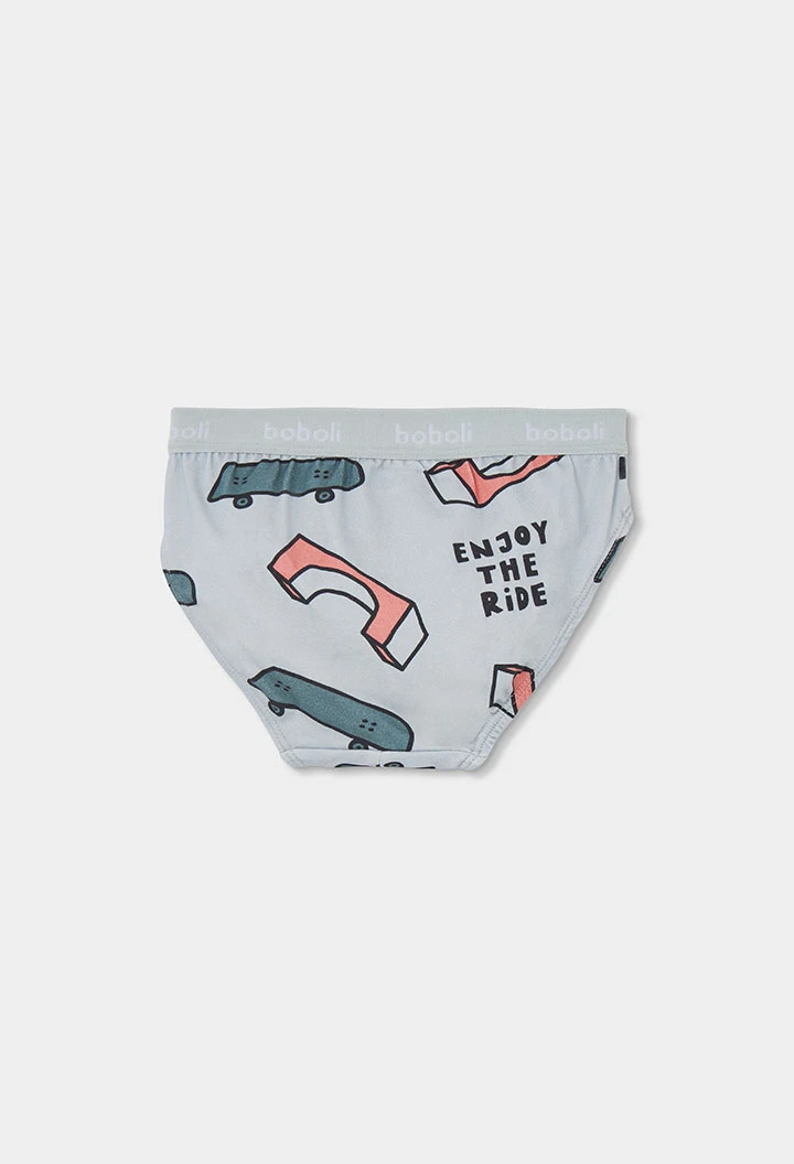 Pack 3 slips garçon bleu imprimé skate