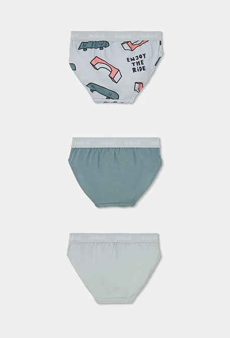 Pack of 3 skate print blue briefs