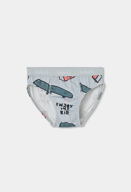 Pack of 3 skate print blue briefs