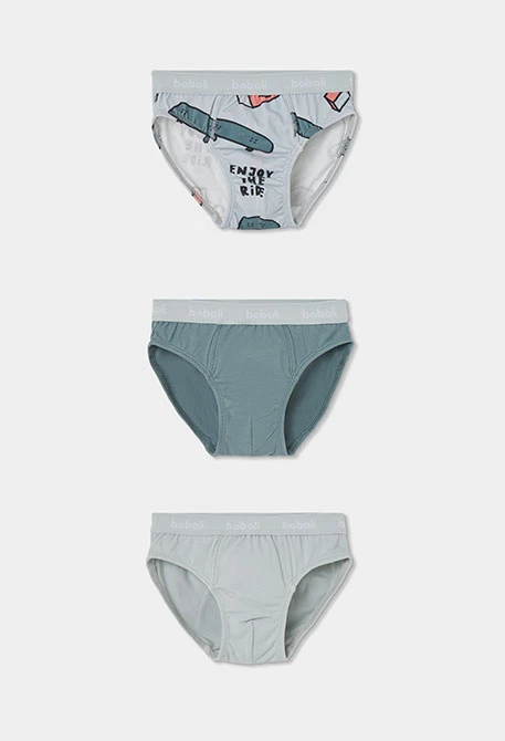 Pack 3 calzoncillos azul estampado skate