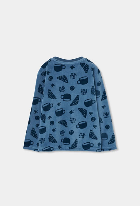 Pijama de pelfa nen blau estampat croissants