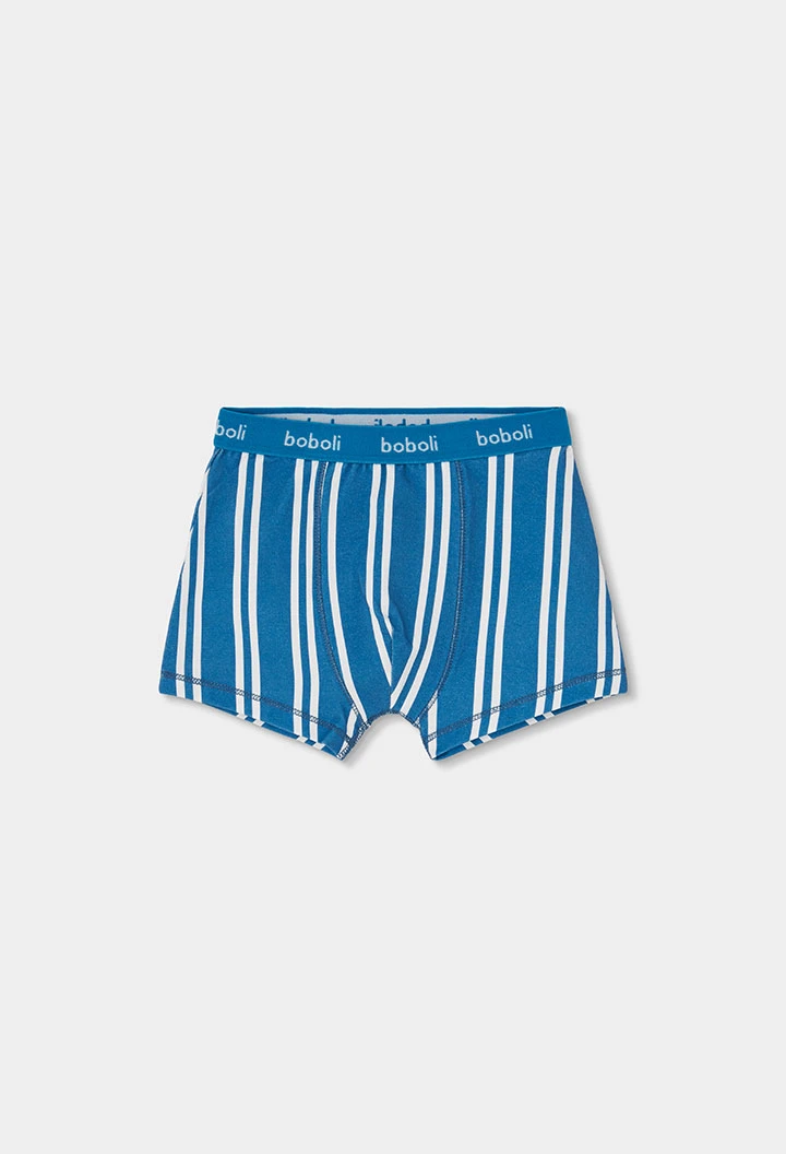 Pack 3 boxer blu stampato righe e croissant