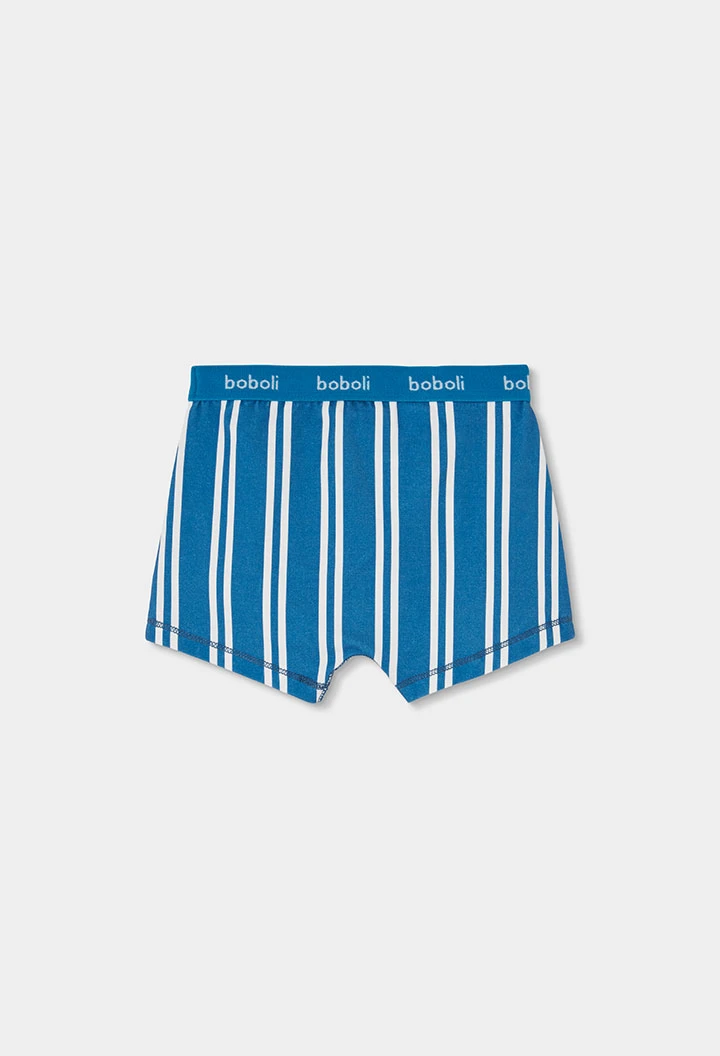Pack 3 boxers azul estampado rayas y croissants