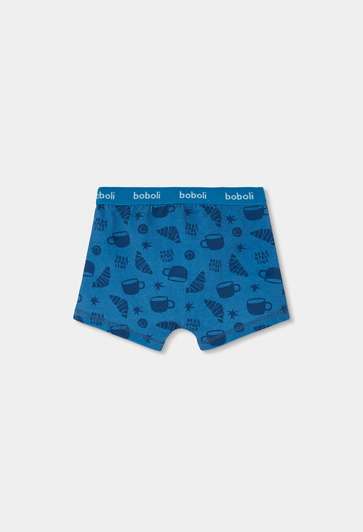 Pack 3 boxers blau estampat ratlles i croissants