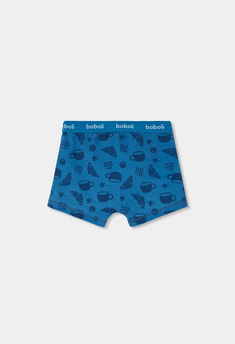 Pack 3 boxer blu stampato righe e croissant