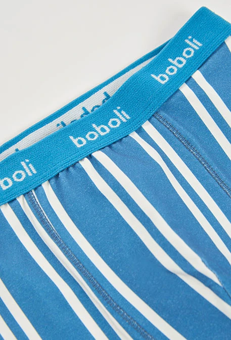 Pack 3 boxers azul estampado riscas e croissants