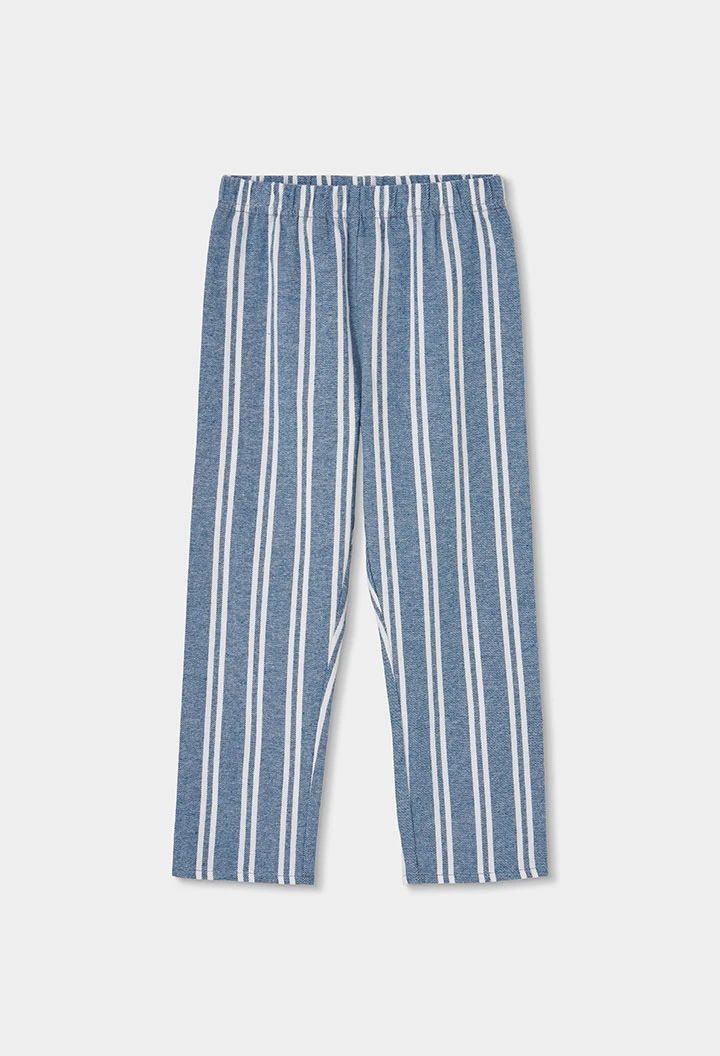 Pijama punto blanco y azul estampado