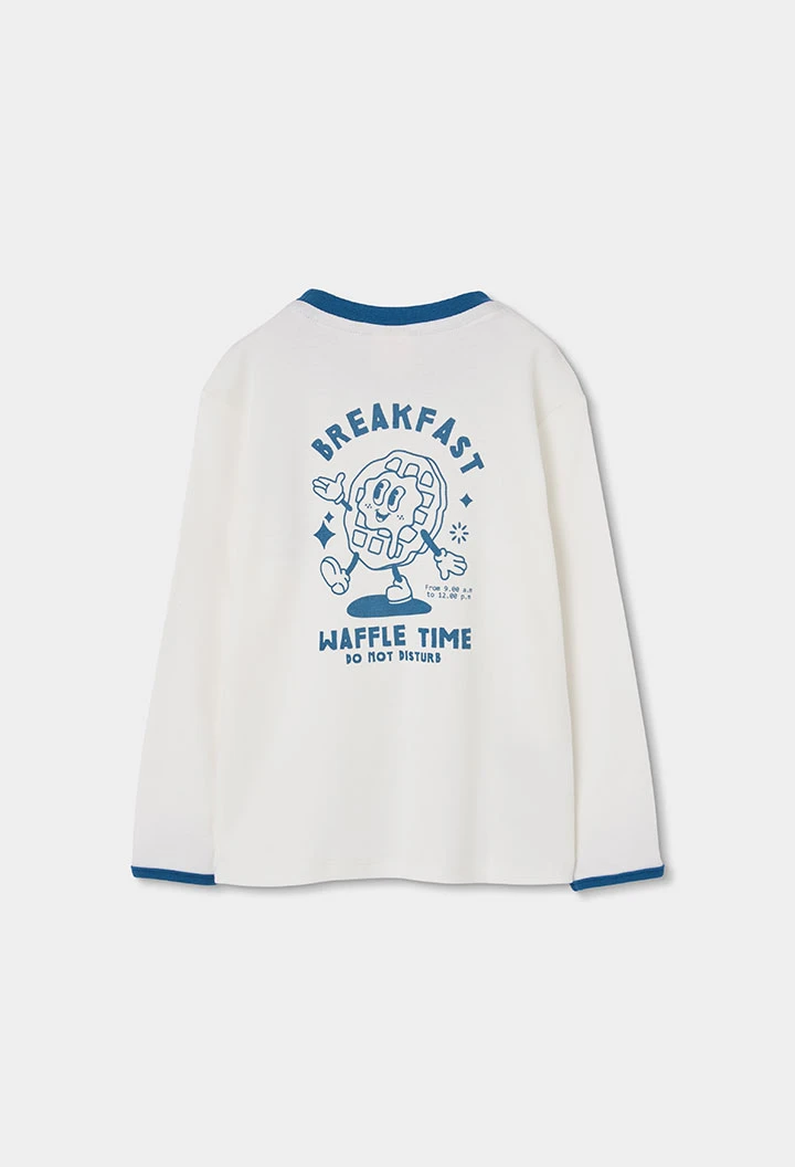 Pijama de punt blanc i blau estampat