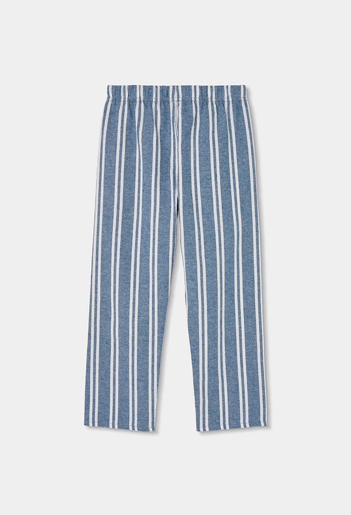 Pijama punto blanco y azul estampado