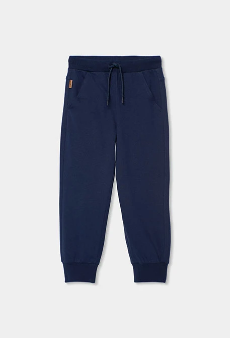 Pantalon garçon en molleton non gratté bleu marine