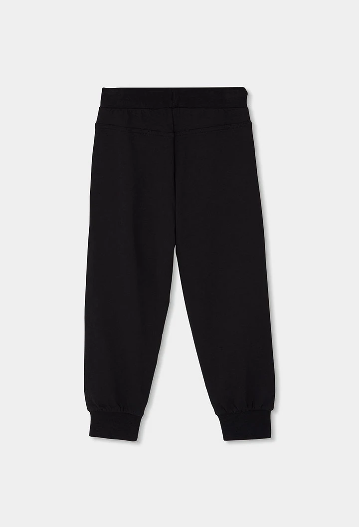 Pantalon garçon en molleton non gratté noir