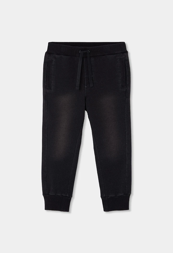 Pantalons nen felpa denim negre