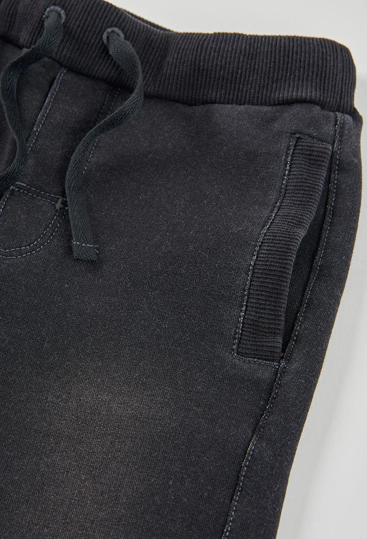 Pantaloni bambino in felpa denim neri