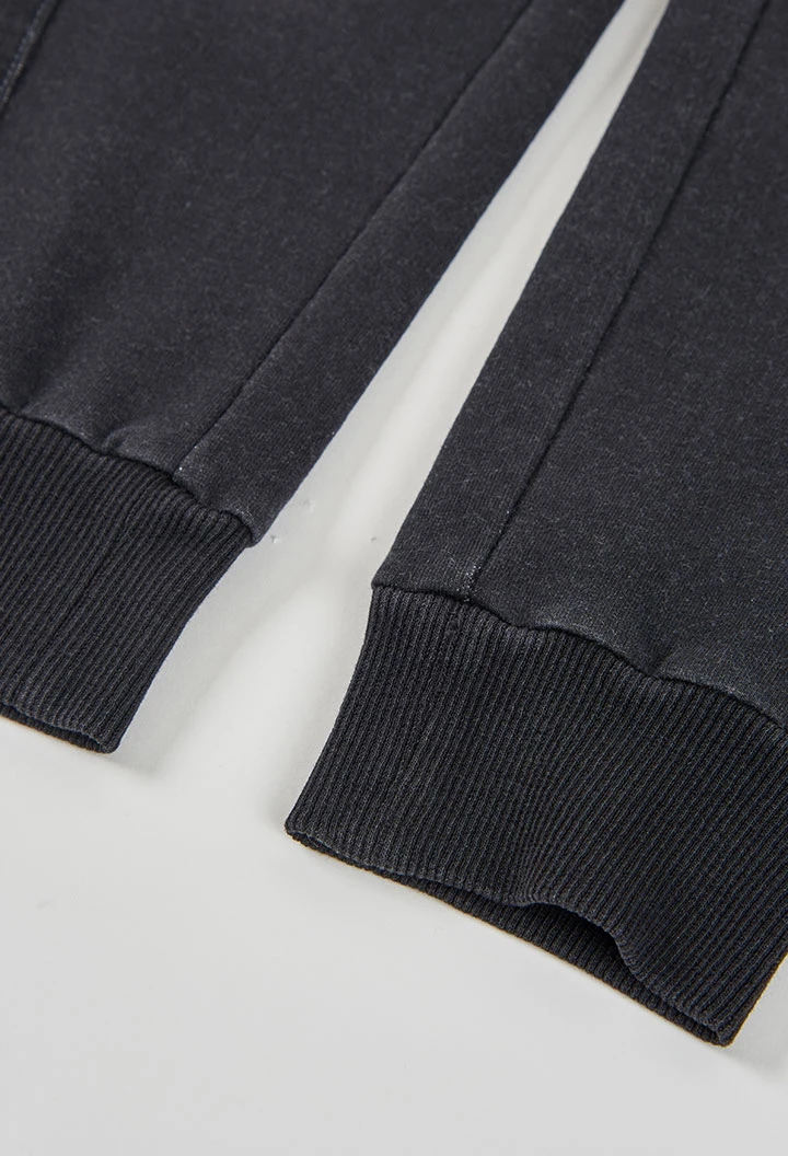 Jungenhose aus Denim-Fleece in Schwarz