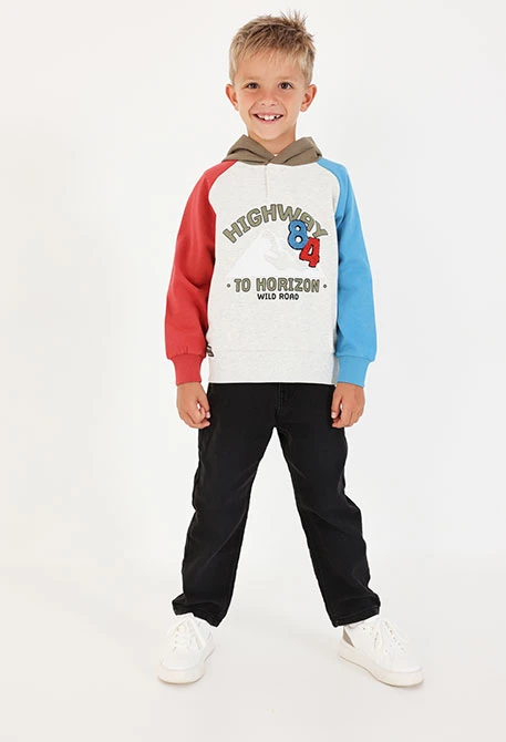 Boys´ black denim fleece trousers