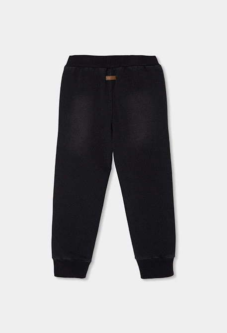 Pantalons nen felpa denim negre