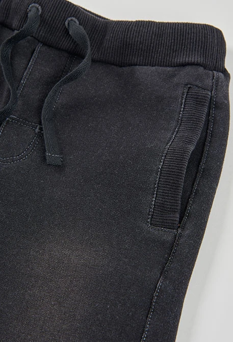 Pantaloni bambino in felpa denim neri