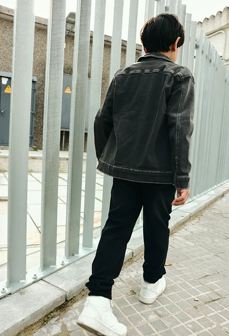 Boys´ black denim fleece trousers