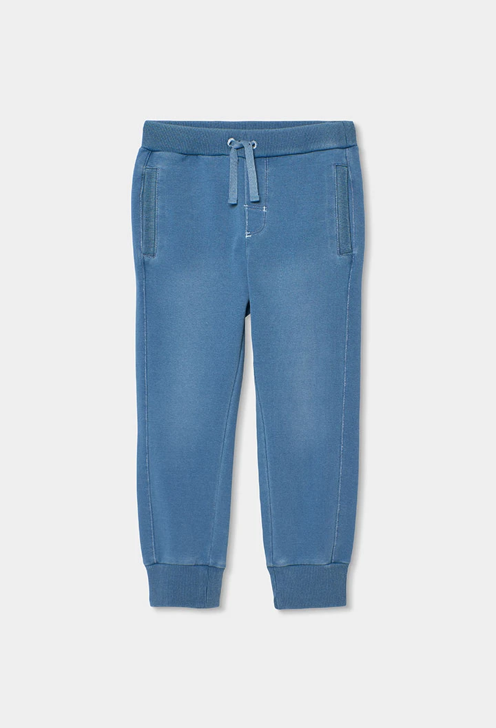 Pantaloni bambino in felpa denim bleach