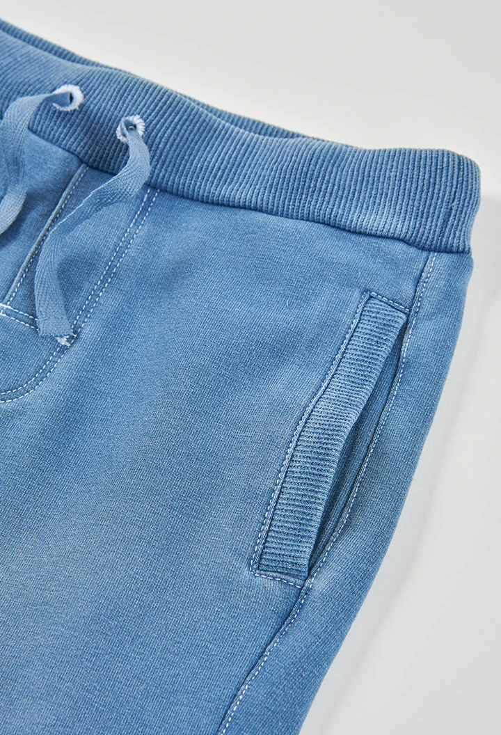 Pantaloni bambino in felpa denim bleach
