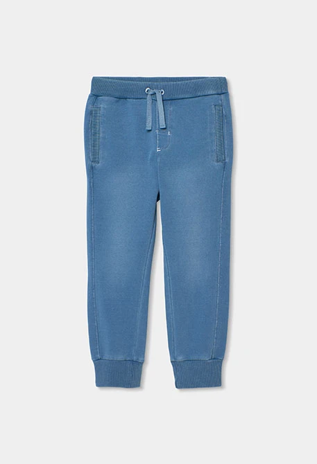 Pantalon garçon en molleton denim bleach