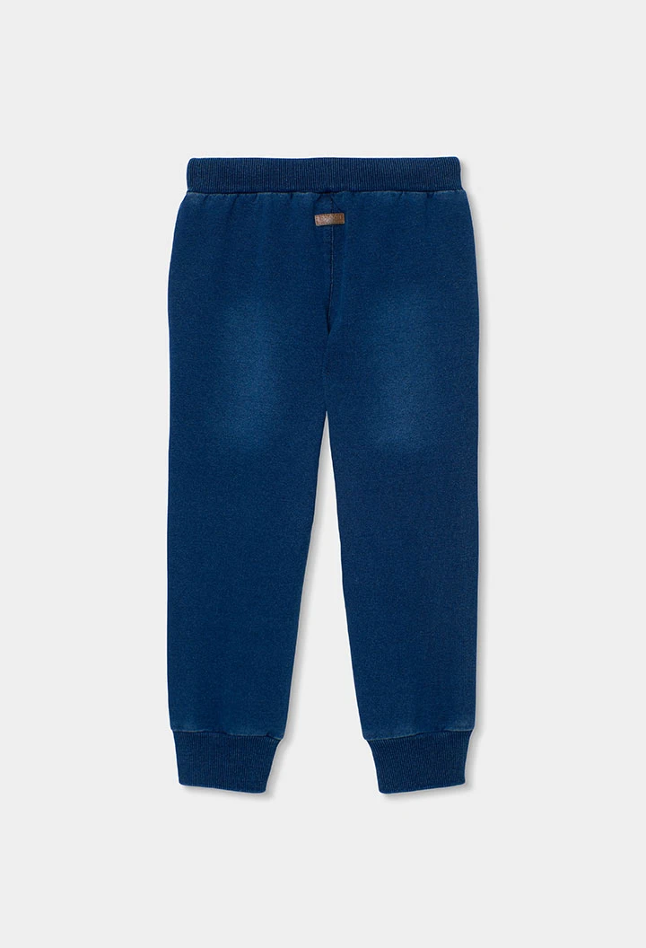 Pantalon garçon en molleton denim bleu