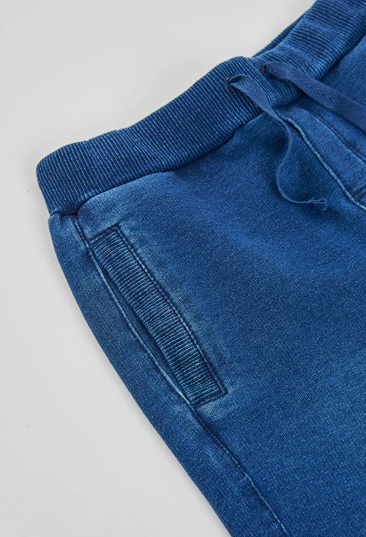 Pantalón niño felpa denim azul