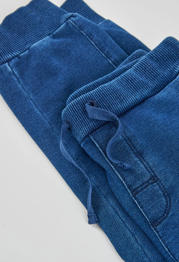 Pantalón niño felpa denim azul