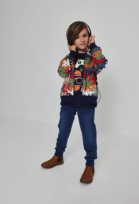 Pantalón niño felpa denim azul