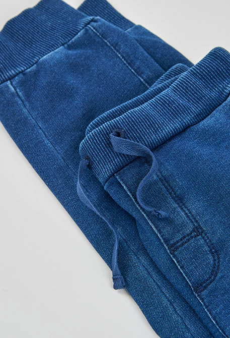 Pantalon garçon en molleton denim bleu