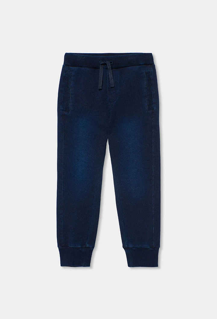 Pantalón niño felpa denim azul marino