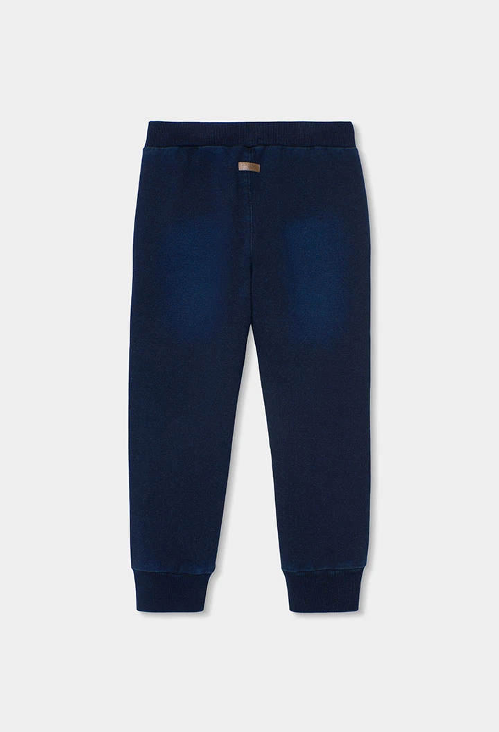 Pantalón niño felpa denim azul marino