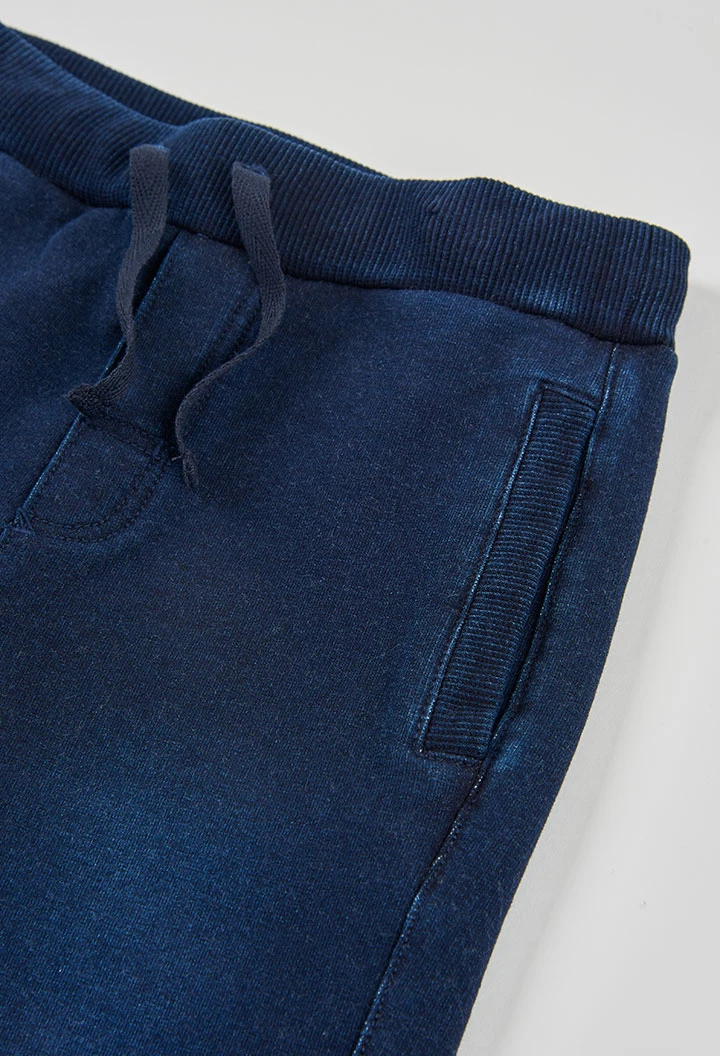 Pantalón niño felpa denim azul marino