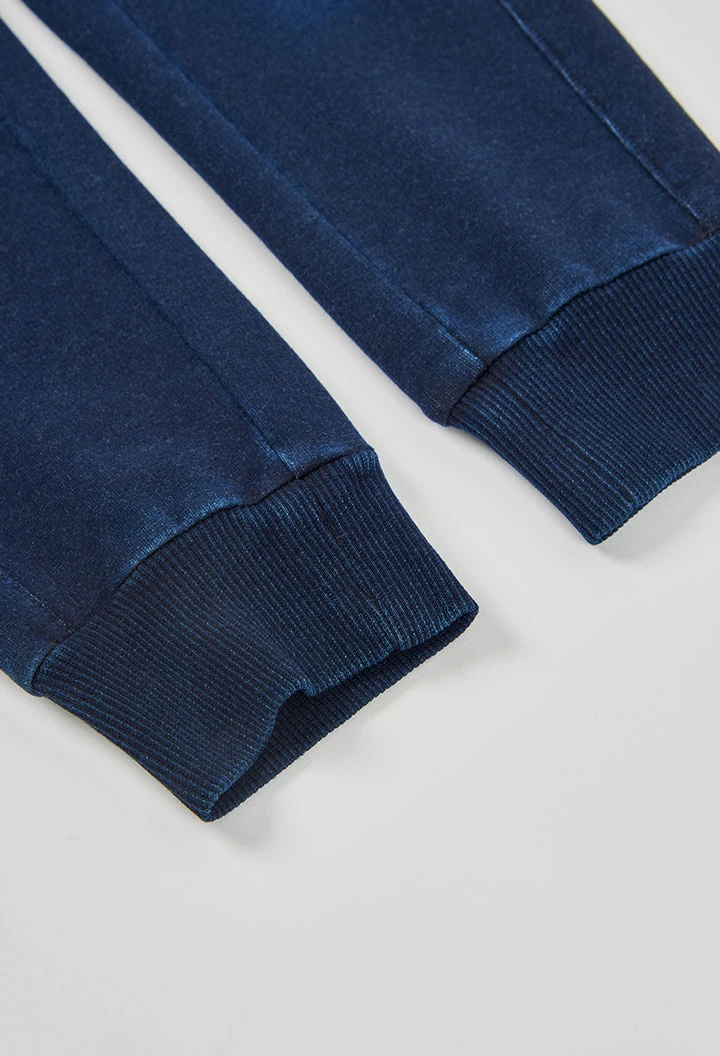 Pantaloni bambino in felpa denim blu navy
