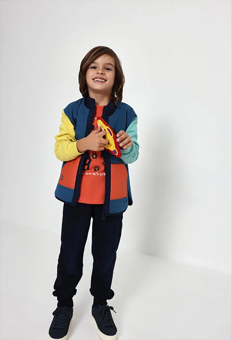 Pantalon garçon en molleton denim bleu marine