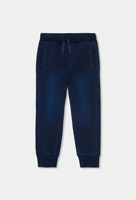 Pantalón niño felpa denim azul marino