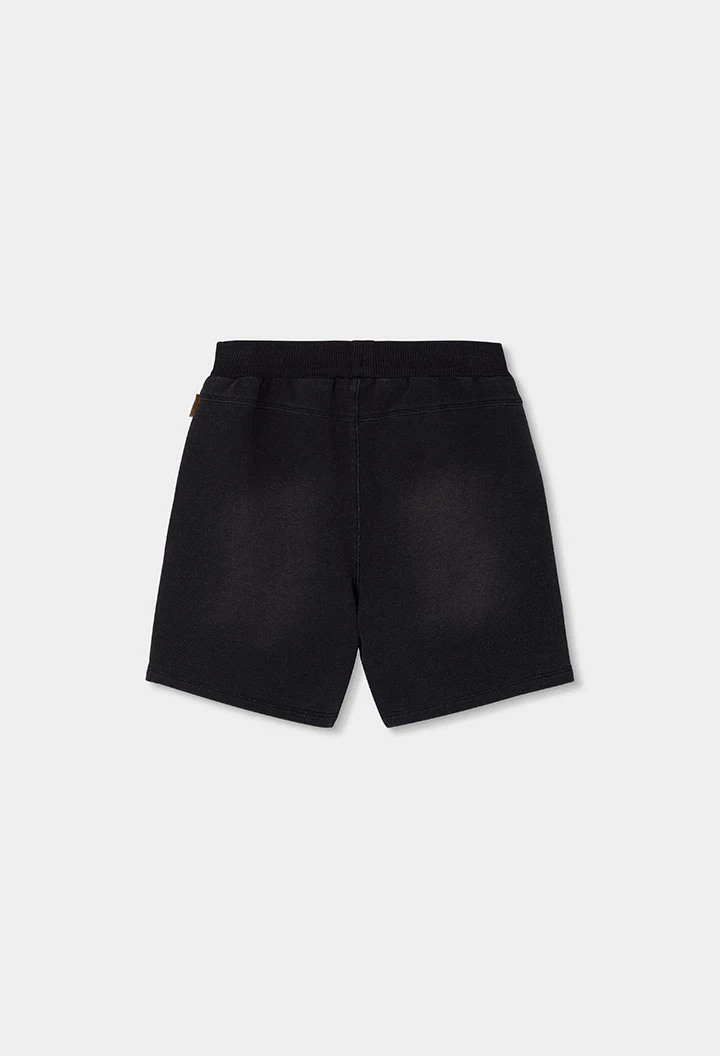 Boys' black denim fleece shorts