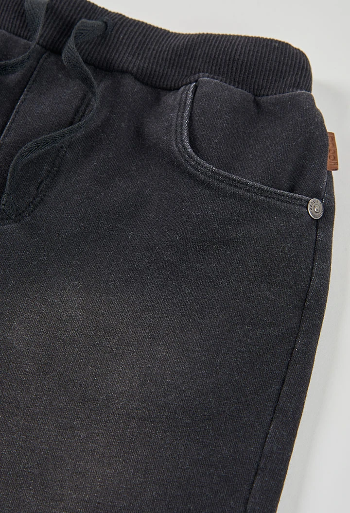 Schwarze Denim-Fleece-Bermuda Jungen