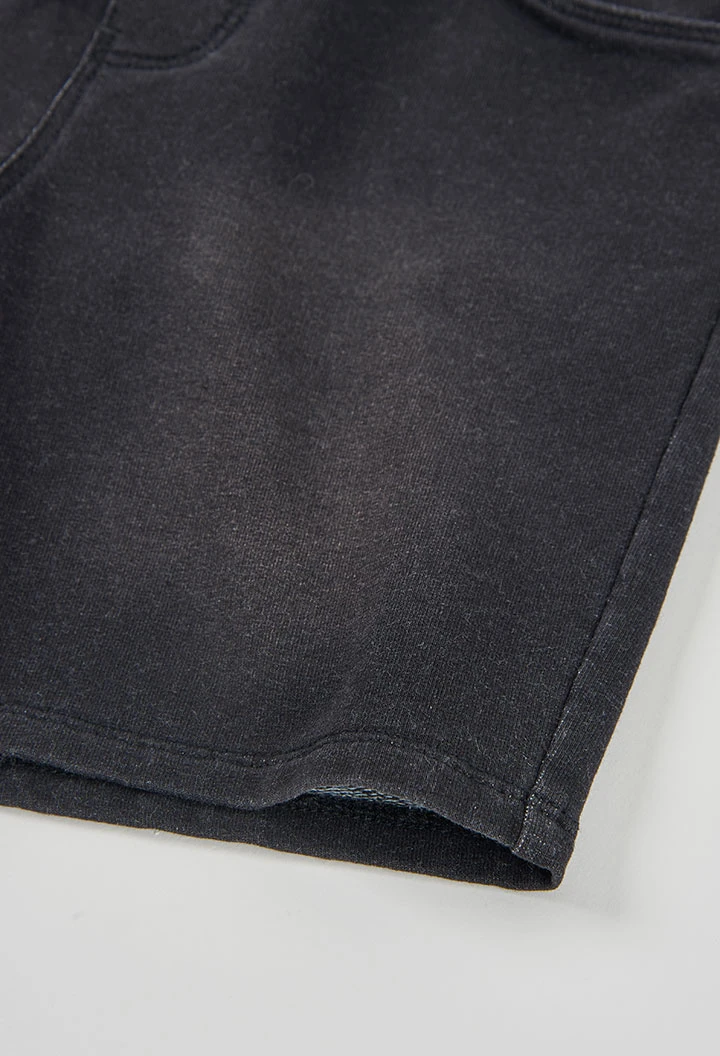Bermuda garçon en molleton denim noir