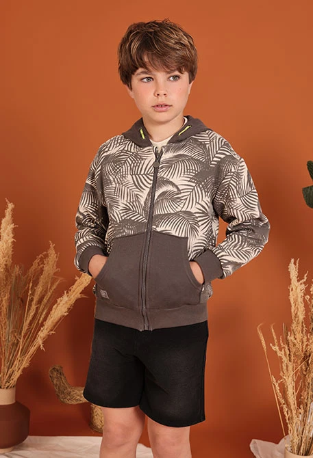 Boys' black denim fleece shorts