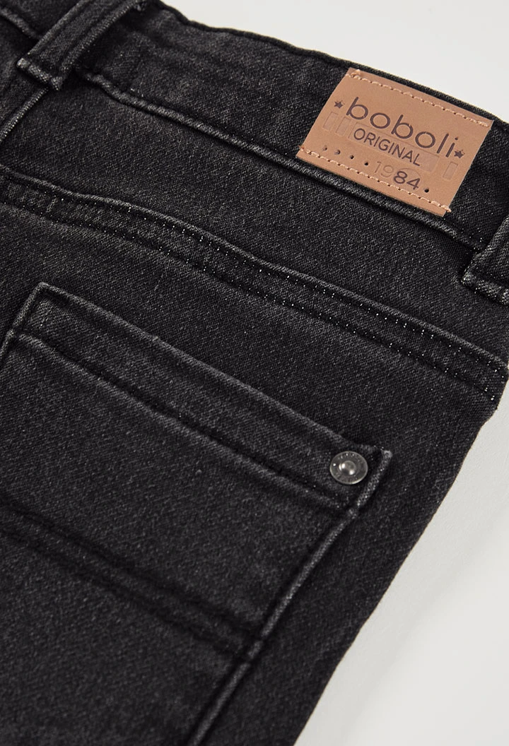 Pantaloni bambino in denim elasticizzato neri