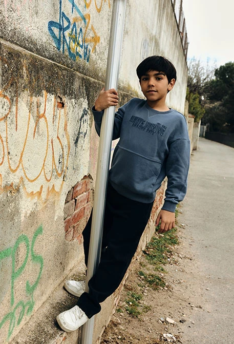 Pantaloni bambino in denim elasticizzato neri