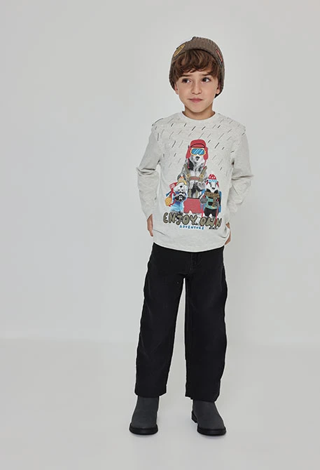 Pantalon garçon en denim stretch noir