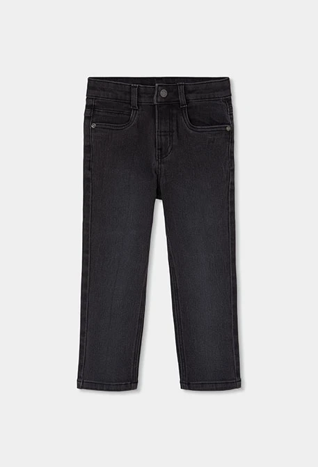 Pantalon garçon en denim stretch noir