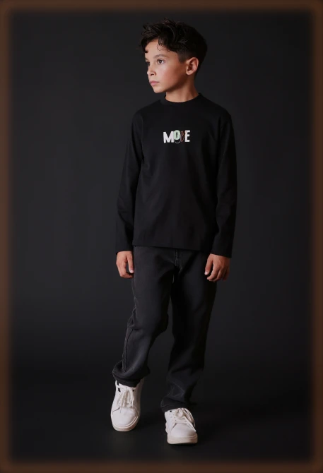 Pantalón niño denim elástico negro